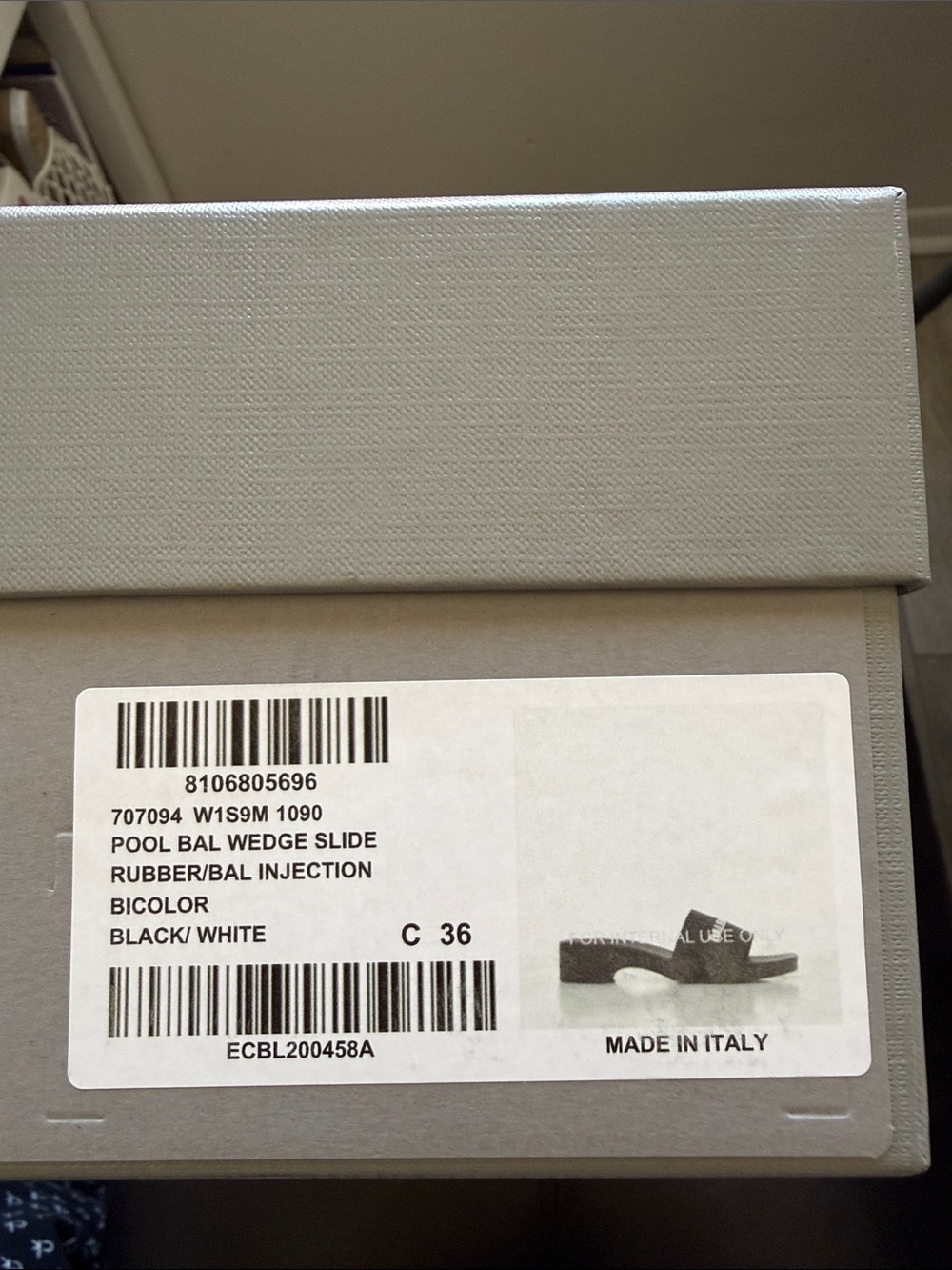 NEW- Balenciaga Black Slides Wedge with White Logo - Picture 3 of 5
